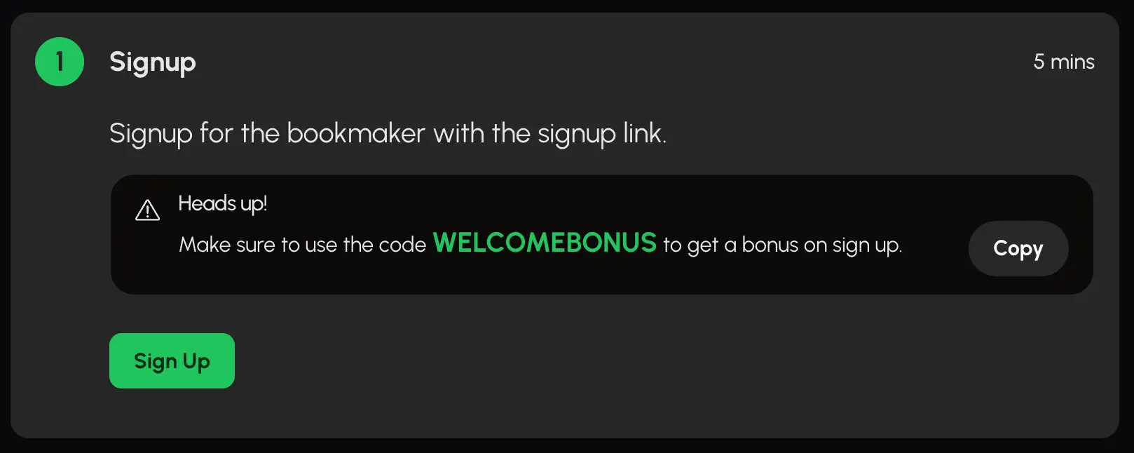 Example of a sportsbook signup page