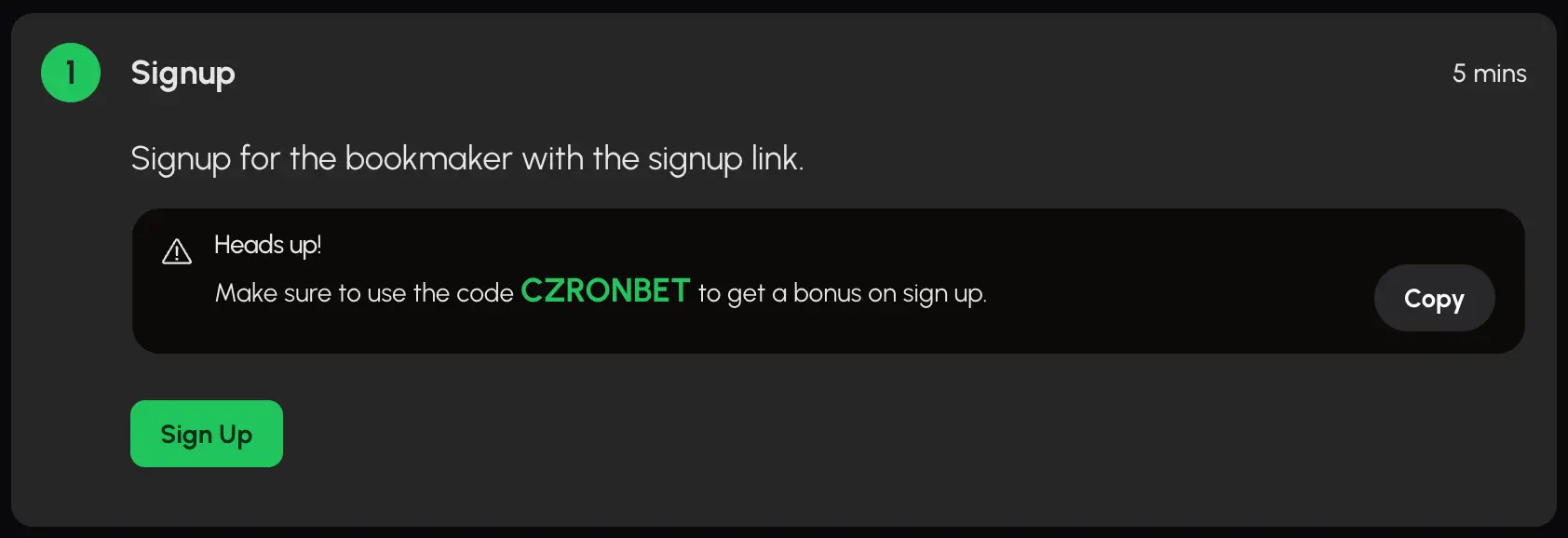 Example of a sportsbook signup page